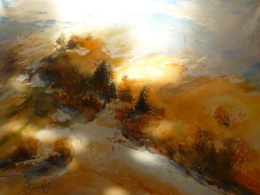 Peinture intitulée "Payasage de Savoie…" par Pierre Feyeux, Œuvre d'art originale, Aquarelle