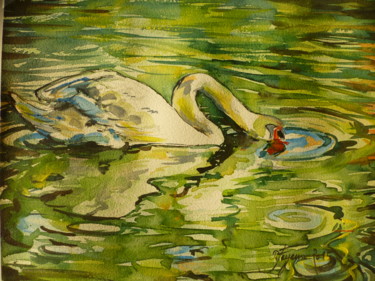 Painting titled "Le Cygne" by Pierre Feyeux, Original Artwork