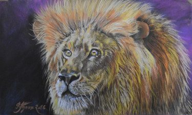 Drawing titled "Mon LION" by Pierre Feyeux, Original Artwork, Pastel