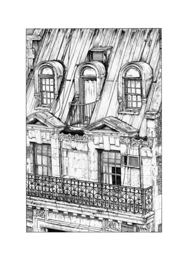 Σχέδιο με τίτλο "Paris" από Pierre Girard, Αυθεντικά έργα τέχνης, Μελάνι