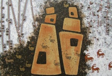 绘画 标题为“Temple stones” 由Pierre Giusti, 原创艺术品, 油