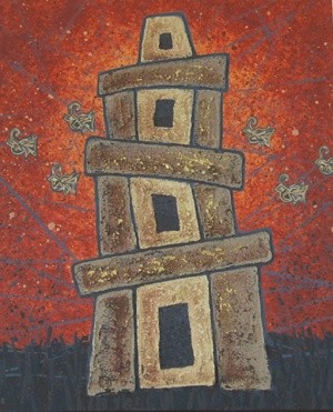 Painting titled "Temple tower" by Pierre Giusti, Original Artwork, Oil