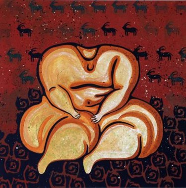 Painting titled "Sitting lady" by Pierre Giusti, Original Artwork