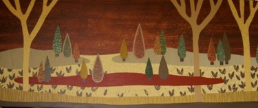 Peinture intitulée "Cyprus trees 2" par Pierre Giusti, Œuvre d'art originale, Huile