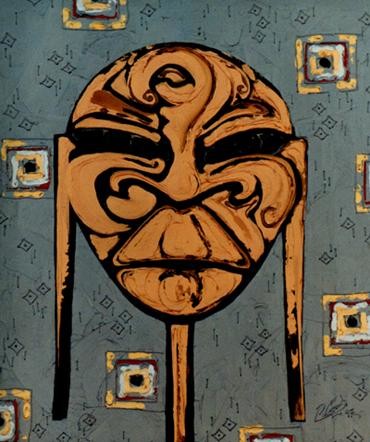 Painting titled "Gold mask" by Pierre Giusti, Original Artwork