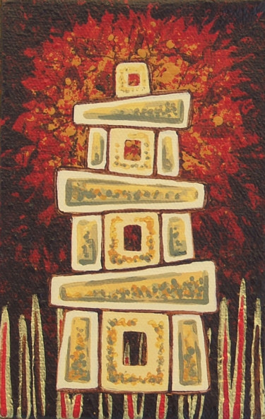 Pittura intitolato "templetower-5" da Pierre Giusti, Opera d'arte originale, Olio