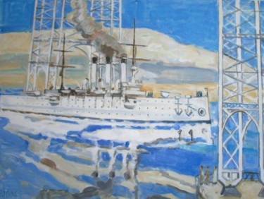 Peinture intitulée "le croiseur russe A…" par Pierre Jean Delpeuc'H, Œuvre d'art originale