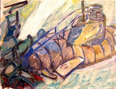 Peinture intitulée "le sous-marin heurt…" par Pierre Jean Delpeuc'H, Œuvre d'art originale