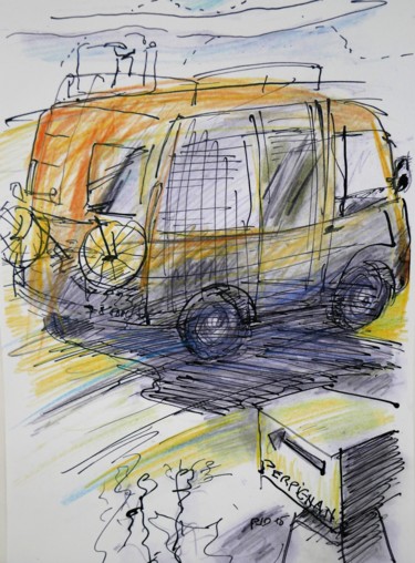 Peinture intitulée "13 Camping car de L…" par Pierre Jean Delpeuc'H, Œuvre d'art originale, Autre