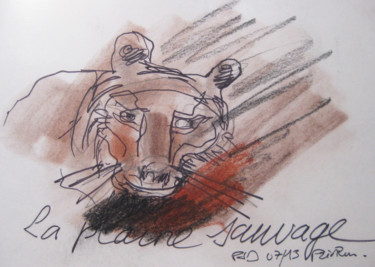 Dessin intitulée "Lionne" par Pierre Jean Delpeuc'H, Œuvre d'art originale, Craie