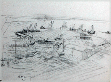Zeichnungen mit dem Titel "Toulon port de guer…" von Pierre Jean Delpeuc'H, Original-Kunstwerk, Andere