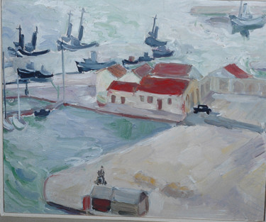 Malerei mit dem Titel "Toulon port de guer…" von Pierre Jean Delpeuc'H, Original-Kunstwerk, Öl