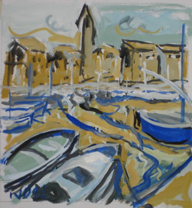 Malerei mit dem Titel "Sanary port" von Pierre Jean Delpeuc'H, Original-Kunstwerk, Gouache
