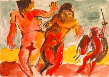 Peinture intitulée "l'expulsion du para…" par Pierre Jean Delpeuc'H, Œuvre d'art originale