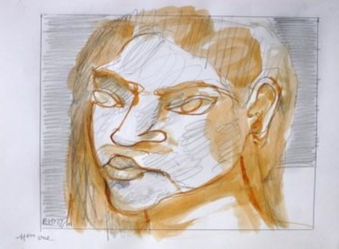Peinture intitulée "11 ème vue visage" par Pierre Jean Delpeuc'H, Œuvre d'art originale
