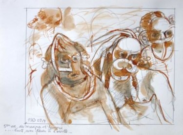 Peinture intitulée "5 ème vue les masqu…" par Pierre Jean Delpeuc'H, Œuvre d'art originale