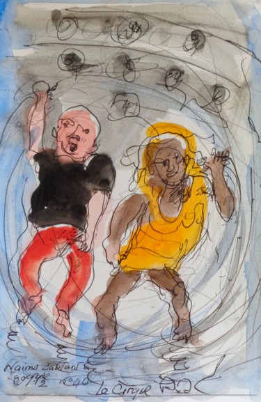 Peinture intitulée "Nains sautant à la…" par Pierre Jean Delpeuc'H, Œuvre d'art originale, Aquarelle