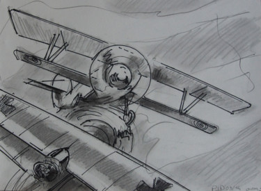 Peinture intitulée "Combat aerien 3" par Pierre Jean Delpeuc'H, Œuvre d'art originale, Encre