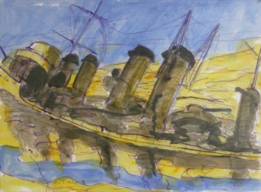 Peinture intitulée "Contre torpilleur c…" par Pierre Jean Delpeuc'H, Œuvre d'art originale