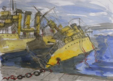 Peinture intitulée "2 torpilleurs sabor…" par Pierre Jean Delpeuc'H, Œuvre d'art originale
