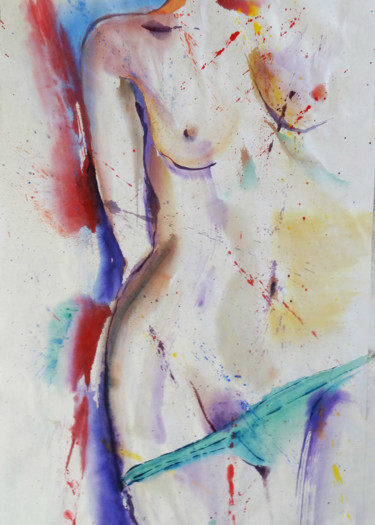 Peinture intitulée "nue en maillot" par Pierre Julia, Œuvre d'art originale, Autre