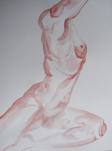 Peinture intitulée "nue-aqua.D jpg" par Pierre Julia, Œuvre d'art originale, Aquarelle