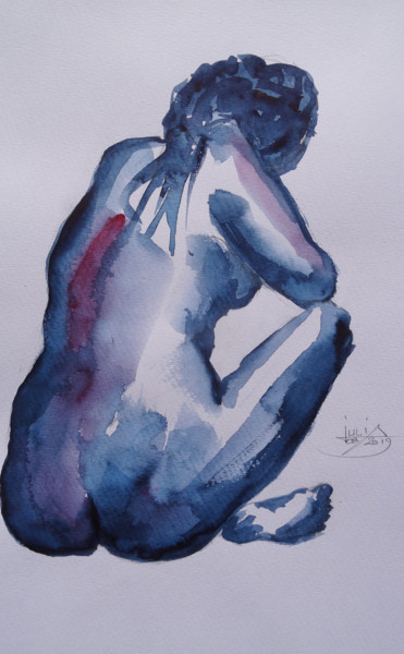 Painting titled "nue 4699" by Pierre Julia, Original Artwork, Watercolor