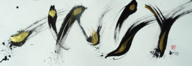 Painting titled "Gestuelle calligrap…" by Pierre Julia, Original Artwork, Chinese Calligraphy