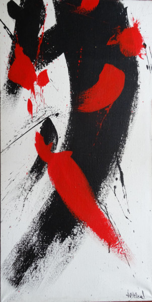 Картина под названием "Noir et rouge" - Pierre Julia, Подлинное произведение искусства, Акрил