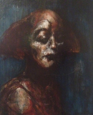 Painting titled "Le Clown bleu" by Pierre Laffillé, Original Artwork, Oil