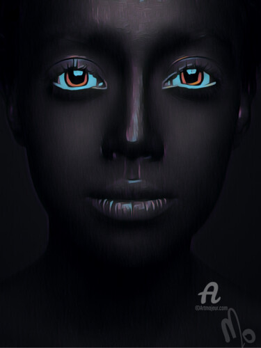 Arts numériques intitulée "Les yeux bleus" par Mo | Moffatt - Galerie Art Numérique, Œuvre d'art originale, Peinture numériq…