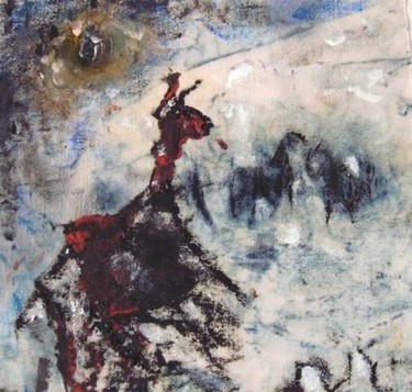 Peinture intitulée "corrida rupestre" par Pierre Sallé, Œuvre d'art originale, Huile