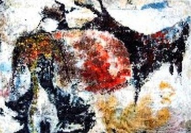 Peinture intitulée "corrida rupestre" par Pierre Sallé, Œuvre d'art originale, Huile