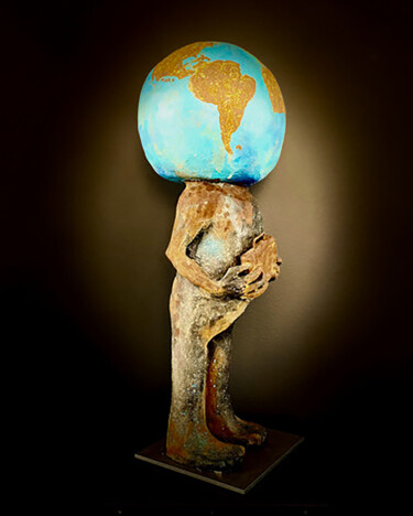 Скульптура под названием "VOYAGEUR EN TRANSIT" - Pierre Sgamma, Подлинное произведение искусства, Керамика