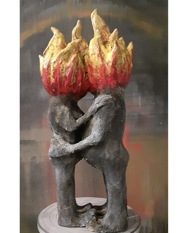 Sculpture intitulée "L'ardent Baiser" par Pierre Sgamma, Œuvre d'art originale, Céramique