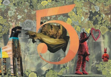 Collages intitolato "Accroche Coeur" da Pierrette Pejac Prophete, Opera d'arte originale, Collages
