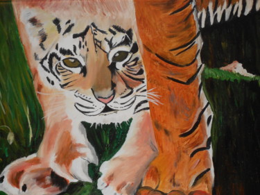 Peinture intitulée "tigrou" par Pierrette Kuhn, Œuvre d'art originale, Huile