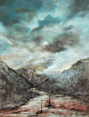 Zeichnungen mit dem Titel "paysage 123" von Pierre Vogel, Original-Kunstwerk, Graphit