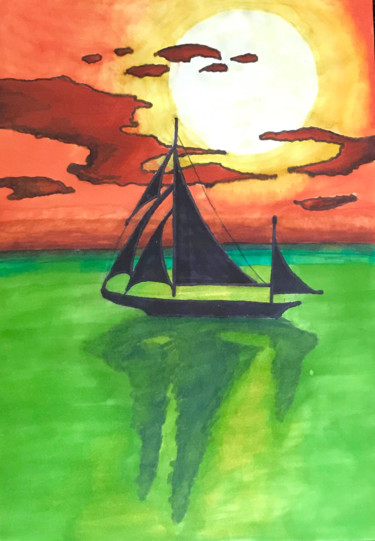 Drawing titled "Black Sails" by Fabrice Pierrez, Original Artwork, Marker