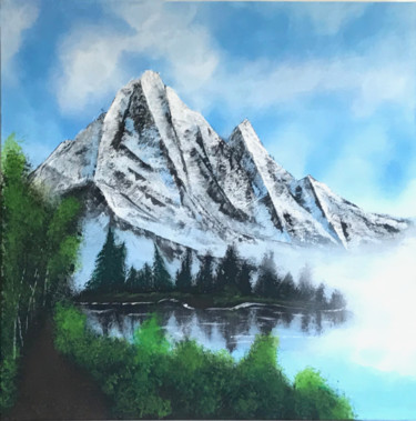 Painting titled "Paysage Alpin" by Fabrice Pierrez, Original Artwork, Acrylic