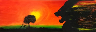 Schilderij getiteld "king of the savannah" door Fabrice Pierrez, Origineel Kunstwerk, Acryl