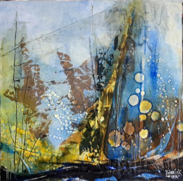 Peinture intitulée "220-dechirure-80x80…" par Pierrick Le Gac, Œuvre d'art originale, Huile