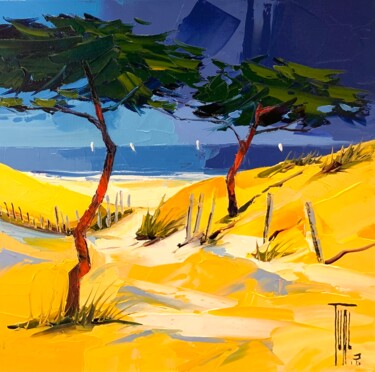 Pintura intitulada "Accès à la plage" por Pierrick Tual, Obras de arte originais, Óleo