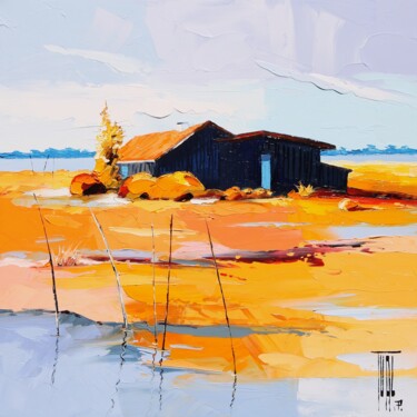 Painting titled "Cabane au bassin" by Pierrick Tual, Original Artwork, Oil