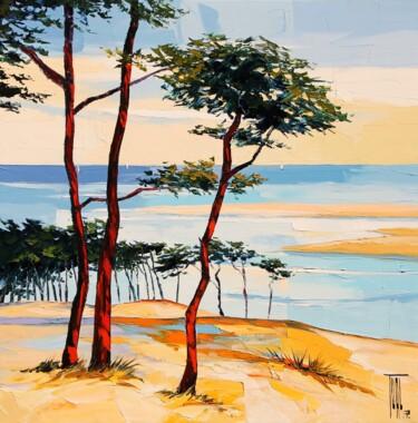 Schilderij getiteld "Dune à la mer" door Pierrick Tual, Origineel Kunstwerk, Olie