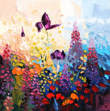 Картина под названием "Poésie florale" - Pierrick Tual, Подлинное произведение искусства, Масло
