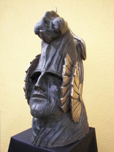Sculpture intitulée "MESSAGGERO CON SPIR…" par Mara Besacchi, Œuvre d'art originale