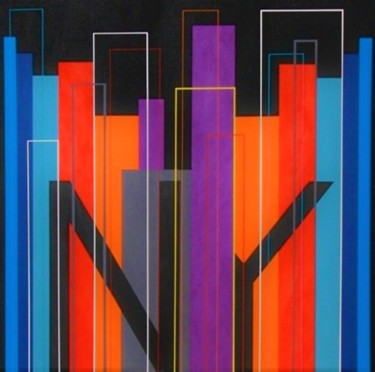 Painting titled "NY" by Piet Godderis, Original Artwork, Acrylic