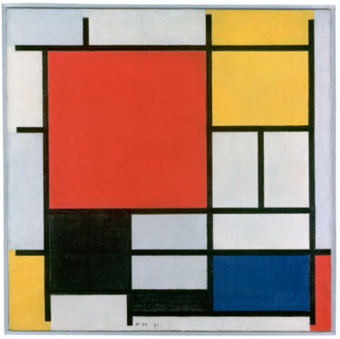 Malarstwo zatytułowany „Composition avec un…” autorstwa Piet Mondrian, Oryginalna praca, Olej