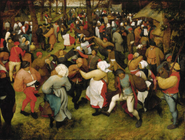 Schilderij getiteld "The Wedding Dance" door Pieter Bruegel The Elder, Origineel Kunstwerk, Olie